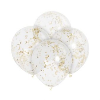 Tinka Ballonger med konfettil 4pk - Sølv/gull