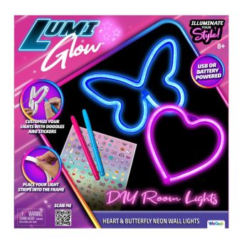 Lumi Glow DIY Batteridrevet Neon Vegglys - Hjerte & Sommerfugl