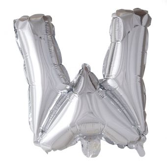 Folie ballong Sølv 41 cm -  Bokstaven W
