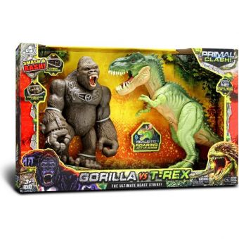 Primal Clash - Gorilla vs T-Rex 33cm med lyd og lys
