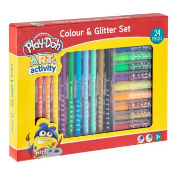 Play-Doh Art & Activity Fargeblyanter og Glitterlim Sett 24stk